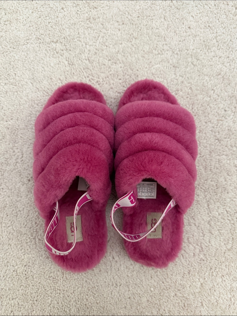 UGG Pink Fuzzy Slingback Slide Slippers